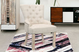 24" Beige Fabric Tufted Arm Chair