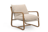 30" Beige And Brown Linen Arm Chair