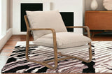30" Beige And Brown Linen Arm Chair