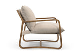 30" Beige And Brown Linen Arm Chair