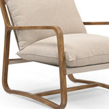 30" Beige And Brown Linen Arm Chair