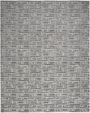 9' x 12' Blue Geometric Distressed Area Rug