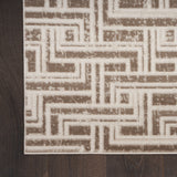 9' x 12' Brown Geometric Distressed Area Rug