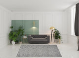 8' x 10' Blue Geometric Distressed Area Rug