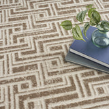 8' x 10' Blue Geometric Distressed Area Rug