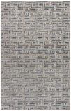4' x 6' Blue Geometric Distressed Area Rug