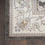 8' x 10' Gray Floral Distressed Area Rug