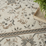 8' x 10' Gray Floral Distressed Area Rug