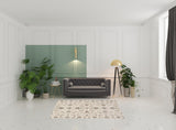 5' x 7' Cream Floral Distressed Area Rug