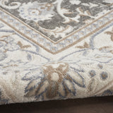 5' x 7' Gray Floral Distressed Area Rug