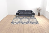 9' x 12' Blue Geometric Distressed Area Rug