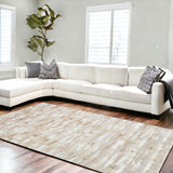 8' x 11' Beige Abstract Washable Non Skid Area Rug