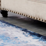 6' x 9' Blue and Yellow Abstract Printed Washable Non Skid Area Rug