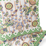 Set of Two 16" X 16" Green and White Peacock Blown Seam Floral Indoor Outdoor Throw Pillow