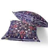 Set of Two 16" X 16" Pink and Purple Blown Seam Paisley Indoor Outdoor Throw Pillow