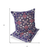 Set of Two 16" X 16" Pink and Purple Blown Seam Paisley Indoor Outdoor Throw Pillow