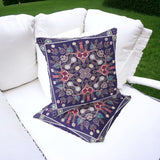 Set of Two 16" X 16" Pink and Purple Blown Seam Paisley Indoor Outdoor Throw Pillow