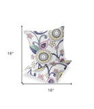 Set of Two 16" X 16" Blue and Green Blown Seam Paisley Indoor Outdoor Throw Pillow