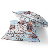 Set of Two 16" X 16" Brown Peacock Blown Seam Indoor Outdoor Throw Pillow