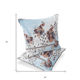 Set of Two 16" X 16" Brown Peacock Blown Seam Indoor Outdoor Throw Pillow