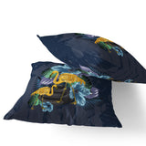 Set of Two 16" X 16" Blue Flamingo Blown Seam Indoor Outdoor Throw Pillow