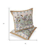 Set of Two 16" X 16" Green Bee Blown Seam Indoor Outdoor Throw Pillow