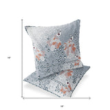 Set of Two 16" X 16" Blue and Gray Peacock Indoor Outdoor Throw Pillow
