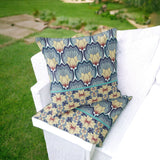 Set of Two 16" X 16" Gray and Yellow Botanical Indoor Outdoor Throw Pillow