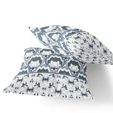 Set of Two 16" X 16" Gray and White Botanical Indoor Outdoor Throw Pillow