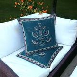 Set of Two 16" X 16" Green and Black Botanical Indoor Outdoor Throw Pillow