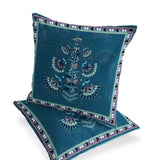 Set of Two 16" X 16" Green and Black Botanical Indoor Outdoor Throw Pillow