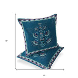 Set of Two 16" X 16" Green and Black Botanical Indoor Outdoor Throw Pillow