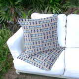 Set of Two 16" X 16" Blue and Gray Striped Indoor Outdoor Throw Pillow