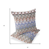 Set of Two 16" X 16" Gray and Orange Geometric Indoor Outdoor Throw Pillow