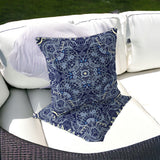 Set of Two 16" X 16" Blue and Yellow Geometric Indoor Outdoor Throw Pillow