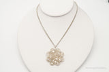 Vintage Large Filigree Flower Star Petals Silver Chain Necklace