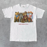 90s Prints Of Tails Cowboy Western Cats Graphic Tee Short Sleeve Unisex T-Shirt
