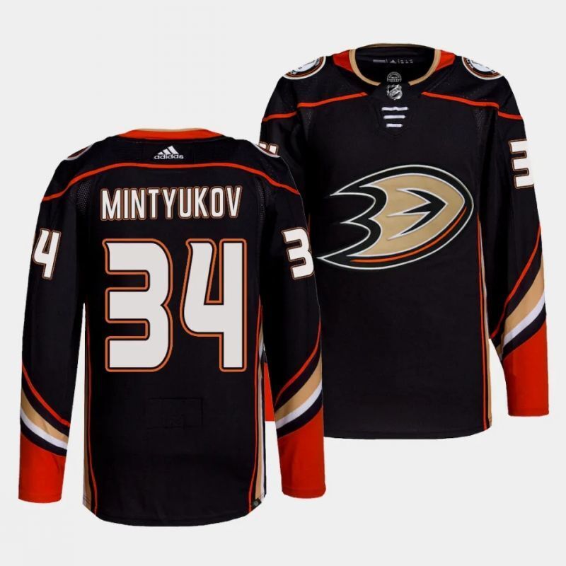 Anaheim Ducks #34 pavel mintyukov home authentic pro black jersey