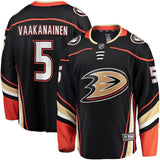 Anaheim Ducks #5 Urho Vaakanainen Home Premier Breakaway Player Jersey - Black