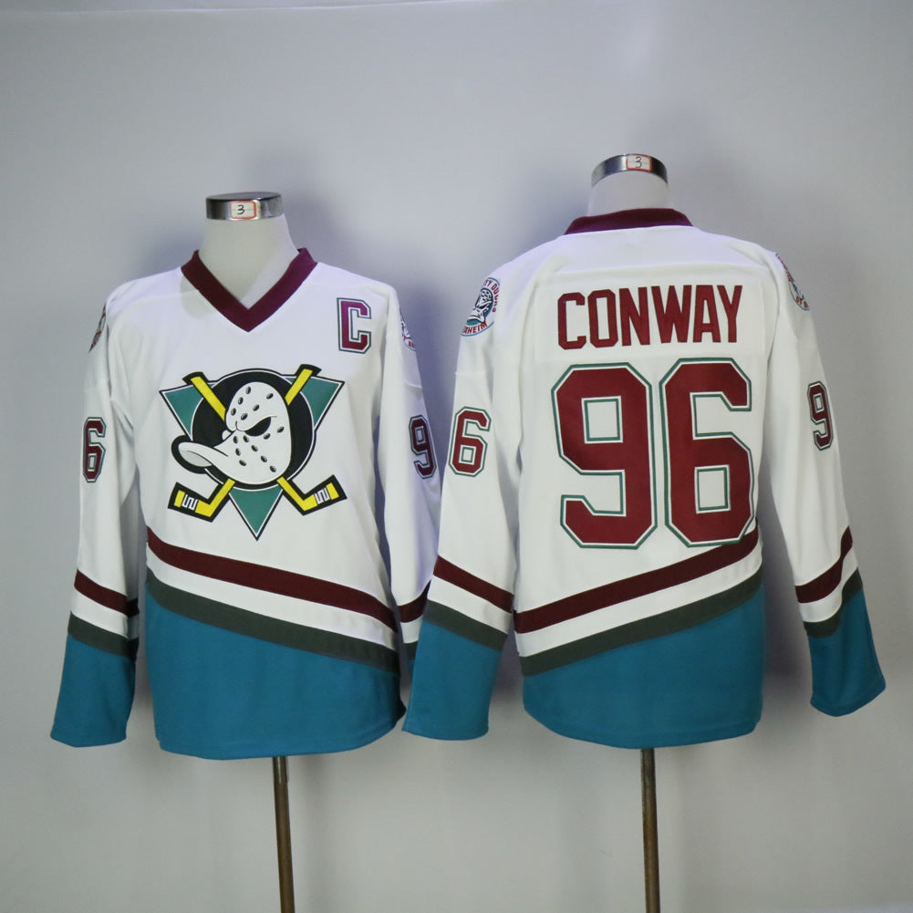 Anaheim Ducks #96 Charlie Conway Movie Ducks White 96