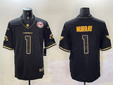 Arizona Cardinals #1 Kyler Murray Red Retro Gold Text Style 2
