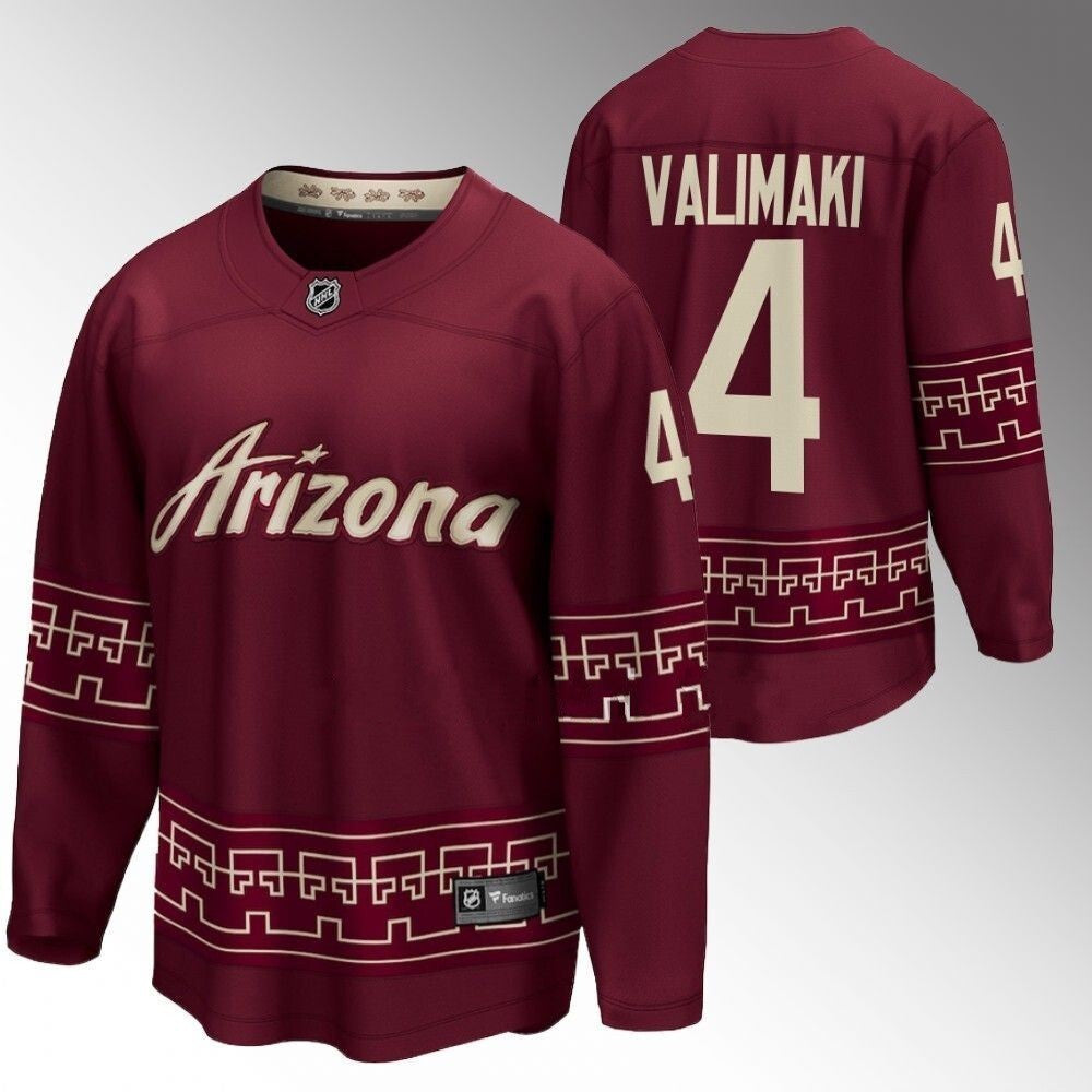 Arizona Coyotes #4 Juuso Valimaki 2022-23 Desert Night Alternate Garnet Jersey