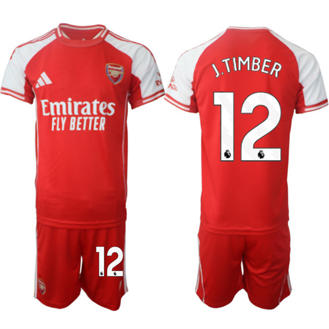 Arsenal F.C #12 Jurrien Timber Red 2025 Home Soccer Jersey Suit