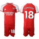 Arsenal F.C #18 Takehiro Tomiyasu Red 2025 Home Soccer Jersey Suit