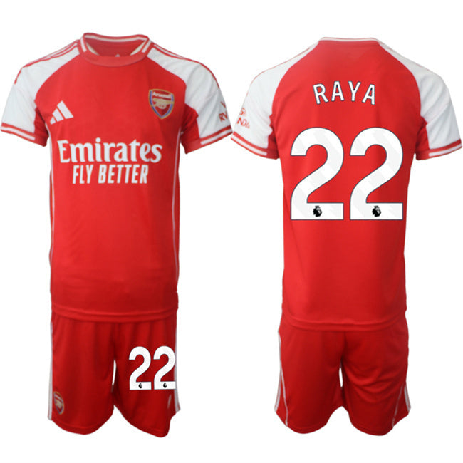 Arsenal F.C #22 David Raya Red 2025 Home Soccer Jersey Suit