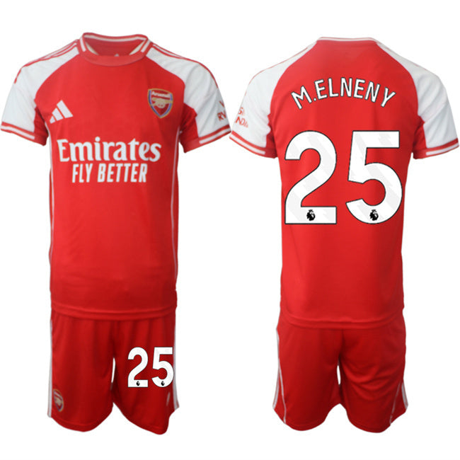 Arsenal F.C #25 Mohamed Elneny Red 2025 Home Soccer Jersey Suit