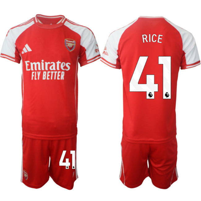 Arsenal F.C #41 Declan Rice Red 2025 Home Soccer Jersey Suit