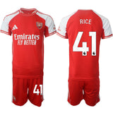 Arsenal F.C #41 Declan Rice Red 2025 Home Soccer Jersey Suit