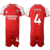 Arsenal F.C #4 Ben White Red 2025 Home Soccer Jersey Suit