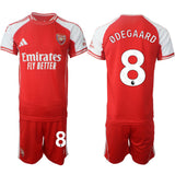 Arsenal F.C #8 Martin Ødegaard Red 2025 Home Soccer Jersey Suit